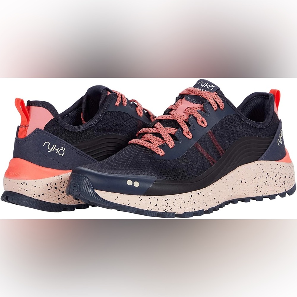 Ryka Women's Kaya Athletic Water Repellent Trainer Navy and Pink Athletic Shoes